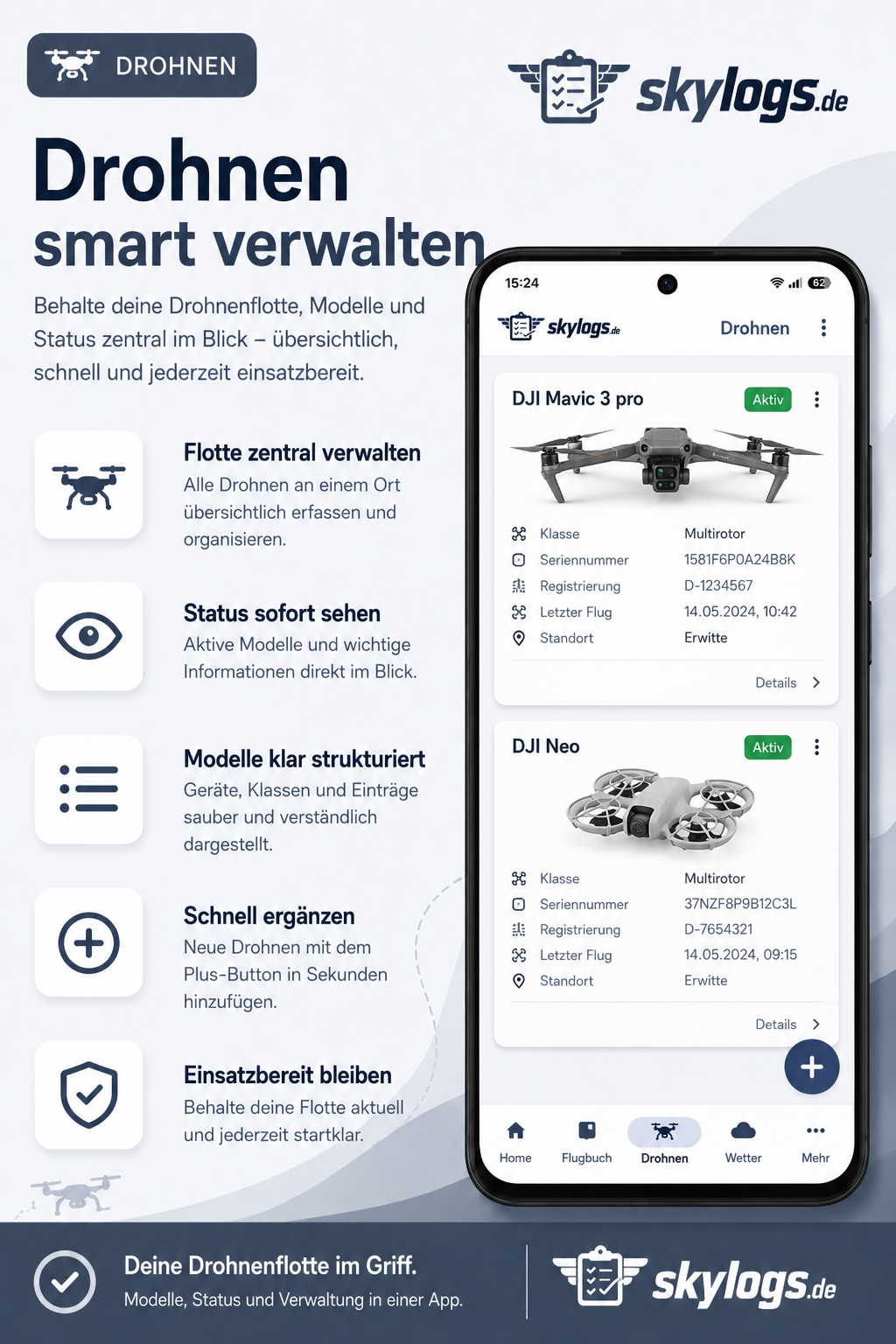 Drohnen und Fluggeräte zentral verwalten